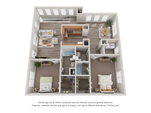 Floor plan for 2 beds, 2 baths, 1520 sqft